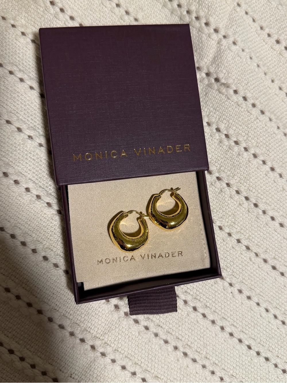 Monica Vinader Deia Bold Medium Hoop Earrings - Picture 2 of 3